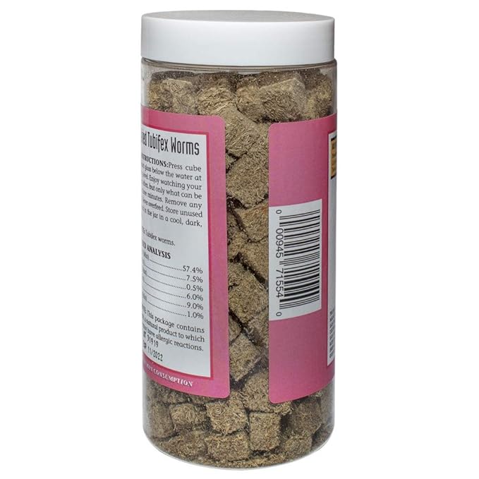 San Francisco Bay Brand Freeze-Dried Tubifex Worms Fish Food - All Natural High Protein Treat for Freshwater Fish, Cichlids, Discus, Angelfish, Catfish, Barbs - Bloodworms Fish Food - 1.84 oz (52g)