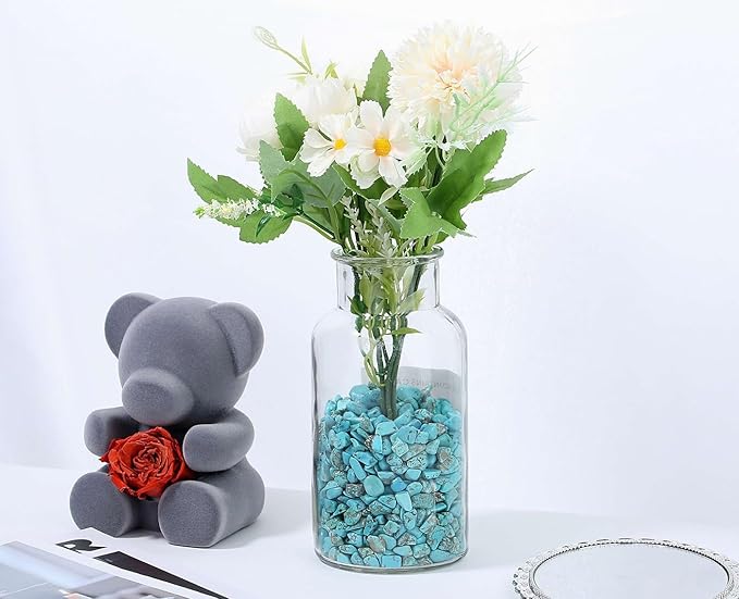 LAIDANLA Turquoise 1lb Crystal Polished Tumbled Stones Irregular Shaped Crystal Chips Bulk Natural Gemstone Aquarium Gravel Rocks Vase Filler Fish Tank Gravel Home Decoration