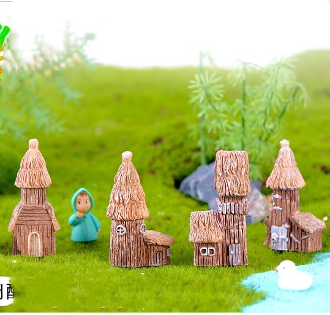 Opexicos 7Pcs Micro Landscape Accessories Resin Rockery and House Crafts Ornaments Sand Table Supplies Aquarium Accessories