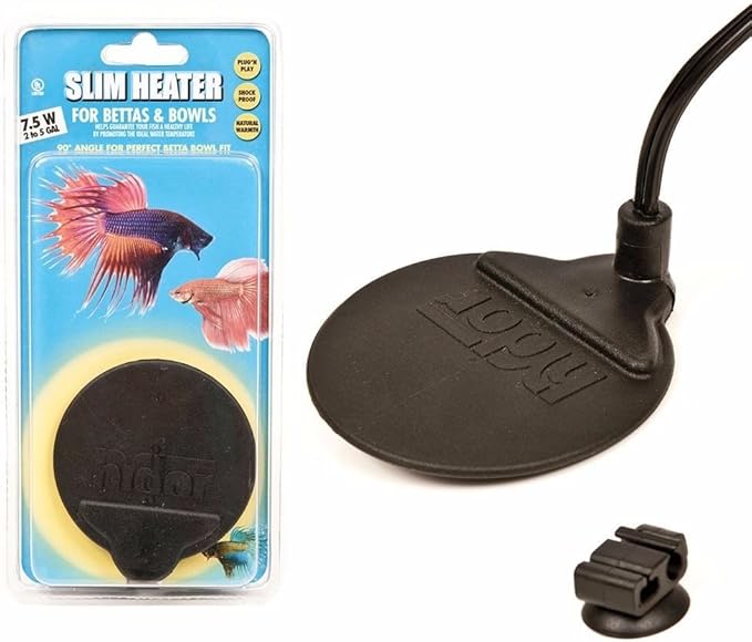 Hydor Betta Bowl Slim Fish Tank Heater, 7.5-watt, measures 3.5 inches round, black; For tanks 2-5 gallons