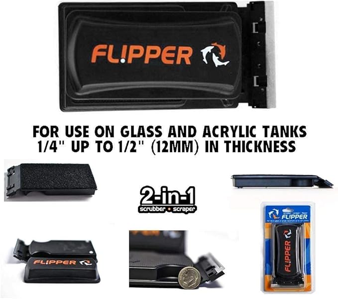 Flipper Cleaner - 2-in-1 Magnetic Aquarium Glass Cleaner - Fish Tank Cleaner - Scrubber & Scraper Aquarium Cleaning Tools – Fish Tank Cleaner STANDARD