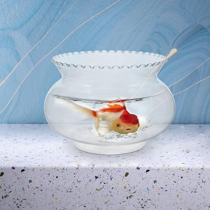 Cabilock Small Plastic Fish Bowl 7.28 Inch Clear Round Aquarium Tank for Goldfish Betta Fish Turtle Home Desktop Decor 2200Ml