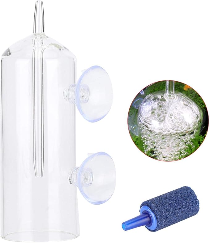 Aquarium Oxygen Aeration,Glass CO2 Diffuser Air Purge,Aquarium Equipment Fish Tank Accessory,Aquarium Air Bubbler Glass Cup, for Fish Tank Air Fish(Dissolved oxygen device (including bubble stone))