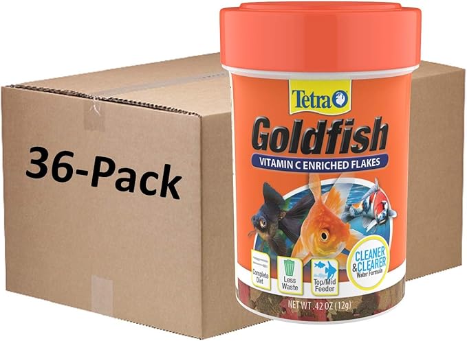 Tetra Goldfish Flakes, Nutritionally Balanced Diet for Aquarium Fish, Vitamin C Enriched Flakes, .42 oz (36 Pack)