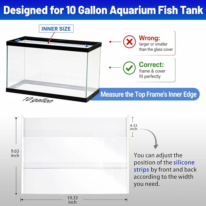【Sliding】 10 Gallon Aquarium Lid Heat-Resistant PE, Set 1 Pcs 19.33 x 9.65 x 0.16 Inch for 10 Gallon Fish Tank Lid with Handle, Clear,Heat-Proof/Warp-Proof
