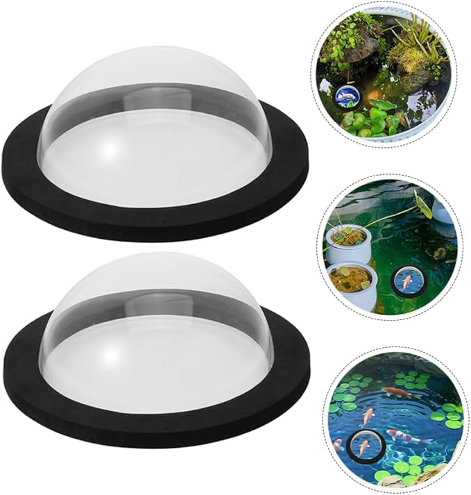 LIOOBO 2Pcs Clear Acrylic Floating Fish Dome for Garden Outdoor Fish Sanctuary Cover Easy Installation for Observation and Relaxation
