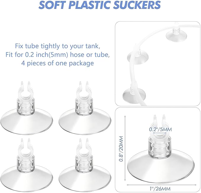 17ps Fish Tank Aquarium Aerator Pump Bubble Stone Accessories Set,6.5 feet Standard 1/5 Inch Aviation Tube, Air Pump Accessories with Air Stone, Check Valve, Suction Cup, Connector and Converter.