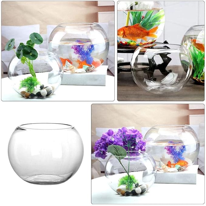 IMIKEYA Glass Bubble Bowl Bowl Glass Vase Clear Bubble Planter Terrarium Fish Bowl Wide Mouth Flower Vase Hydroponic Planter Candy Dish Fruit Jar for Wedding Home Decor 15cm