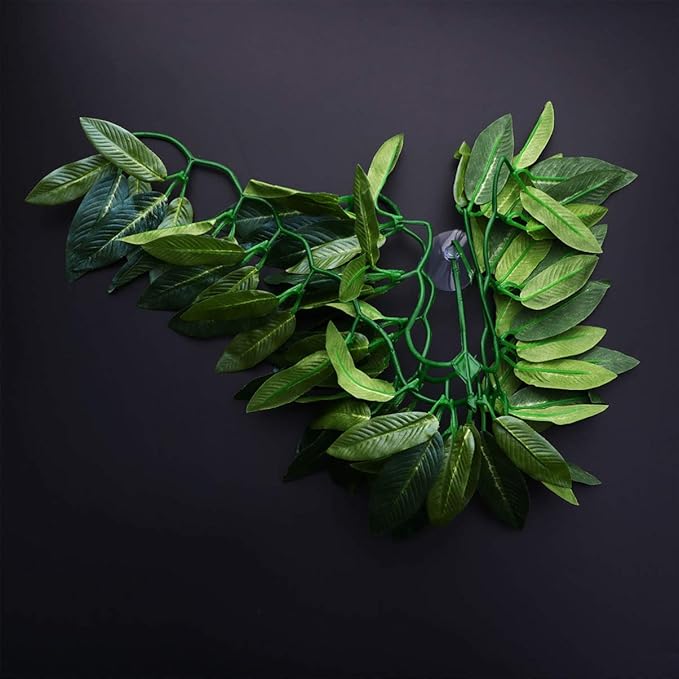 POPETPOP Reptile Hanging Plant - Terrarium Plant with Suction Cup for Bearded Dragons Lizards Geckos Snake Pets and Hermit Crab Tank Habitat Decorations