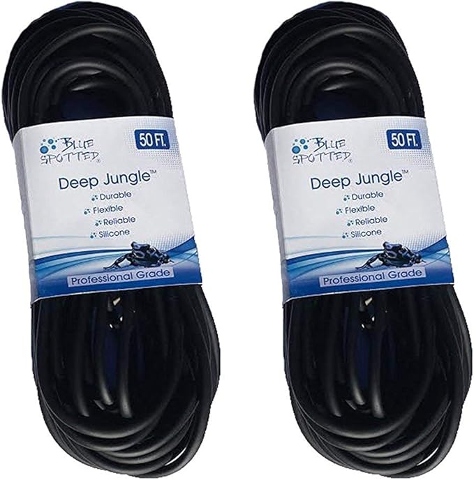 Blue Spotted Black Flexible Airline Tubing for Aquariums, Terrariums, and Hydroponics (50 Feet 2 Pack)