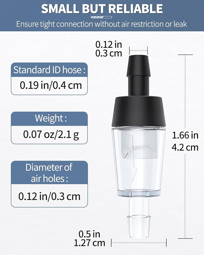 Pawfly Aquarium Check Valves Plastic One Way Non-Return Check Valve for Fish Tank