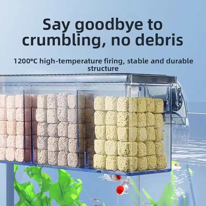 bio Balls for Aquarium Filter Media Crushed Coral for Freshwater Aquarium Ceramic Rings for Fish Tank Filter Media Biological Accessories Biological Square Block(1pack,500g)
