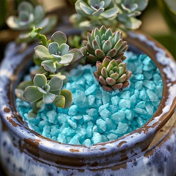 HappyFiller Succulent and Cacus Gravels,3-5mm,Fairy Garden Mini Rocks,Aquarium Fishbowl Decor Pebbles,Indoor Plants Topper Dressing Small Stones,0.88 LB,Blue