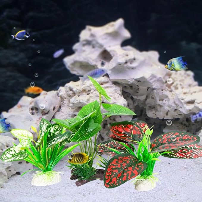 Reptile Artificial Plants 3PCS Terrarium Plants Aquarium Plants Decorations for Amphibian Habitat Decor