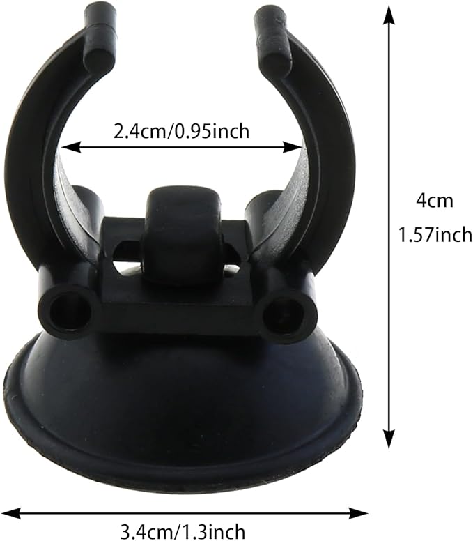 12 Aquarium Heater Suction Cups with 0.95 Inch Clip Black Standard Heater Rod Holder Fish Tank Clip (Not for Airline Tubing), Suction Base 1.3 Inch