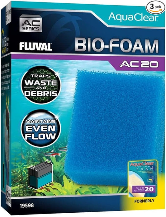 Fluval - Bio-Foam for AC20 Power Filter, 3-Pack – for Use in Freshwater & Saltwater Aquariums