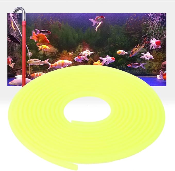 AYNEFY Pump Tube Silicone Fish Oxygen Hose Soft Water Hose Silicone Tube to Use Silicone Tubing for Aquarium Accessories Aquarium Air Hose, 196.9inch Aquarium (Yellow)
