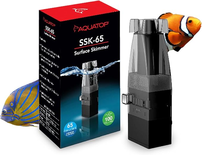 Aquatop Aquarium Surface Skimmer – 65 GPH Flow Rate – Efficient Waste Removal – Ideal for Tanks Up to 100 Gallons – Ideal for Freshwater & Saltwater Compatible