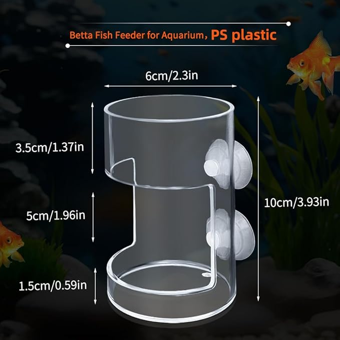 Suction Cup Fish Food Feeder for Aquarium, Acrylic Automatic Fish Feeding Ring with 1 Spoon, Round Transparent Aquarium Feeder Bird Shrimp Feeding Ring (Round)