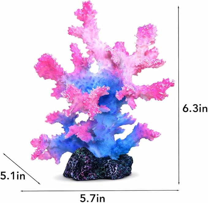 Polyresin Coral Ornament for Fish Tank Decorations,Aquarium Landscape Decor - Safe for Saltwater & Freshwater,Blue&Pink