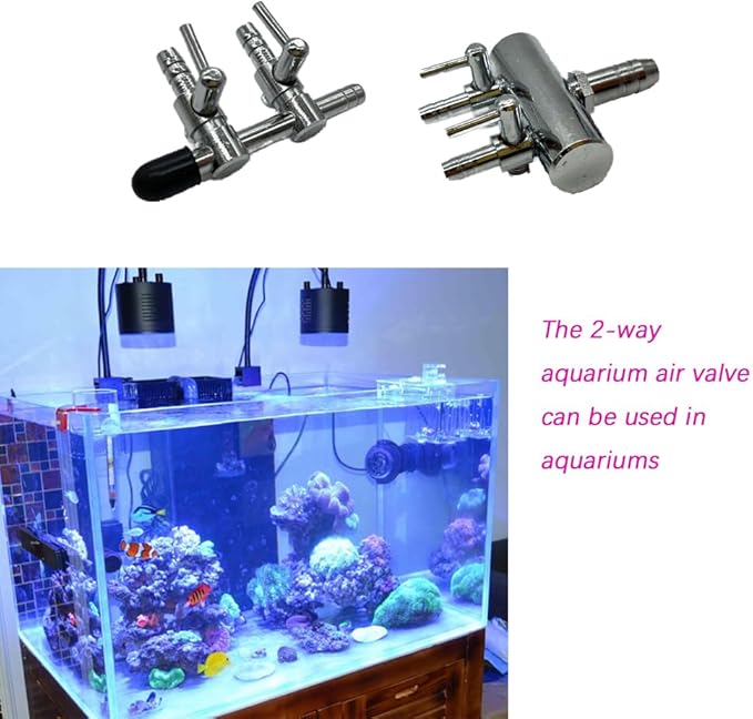 4 Pcs 2-Way Aquarium Air Splitter, Stainless Steel Pump Lever Flow Control Valve for Fish Tank (2 Sizes)