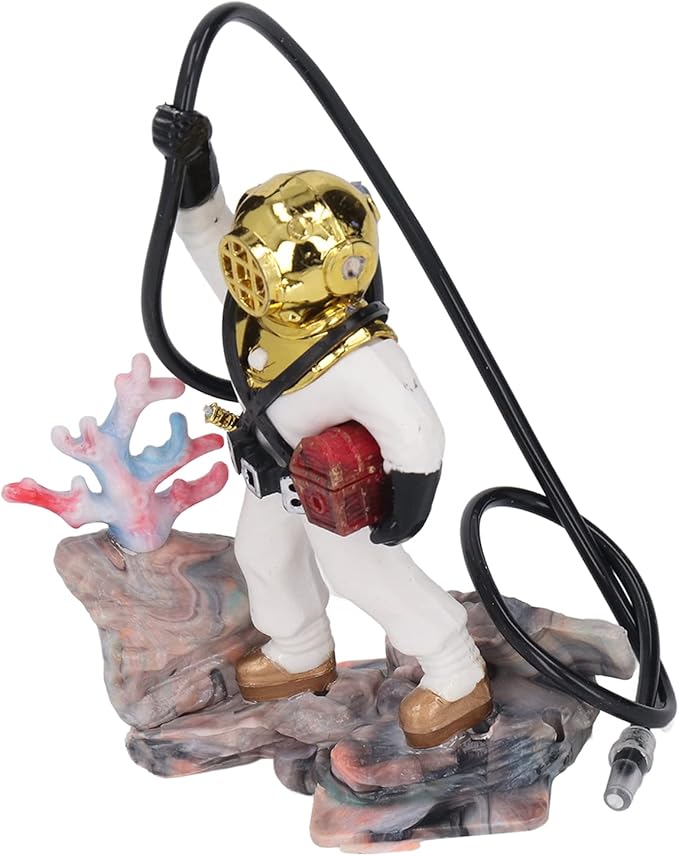 Zerodis Diver Aquarium Decoration, Diver Fish Ornament Aquarium Decorations Kit Floating Device Aquarium Accessories Ornament Play Toy for Fish (White)