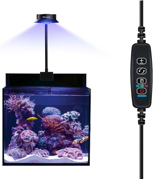 Ahareef Clip-on Full Spectrum LED Reef Light 30W for SPS/LPS Corals – Dimmable Aquarium Light with 3 Timers/5 Brightness/3 Models, Perfect for Saltwater & Nano Reef Tanks (16-20 Inch)