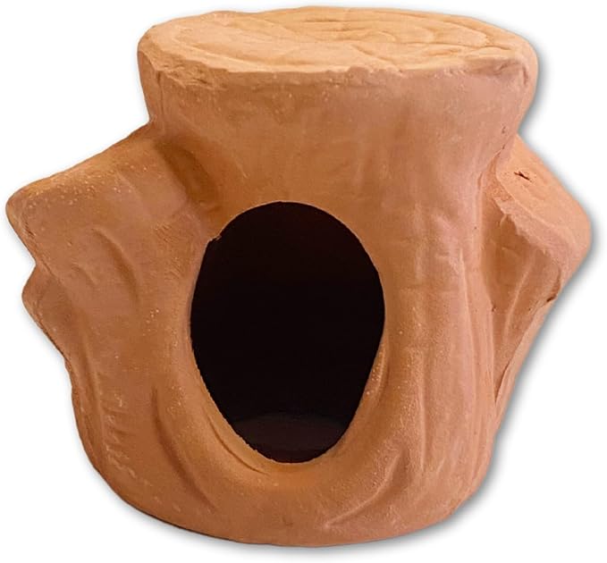 Ceramic Aquarium Ornament Decor Fish Hide for Fresh or Saltwater Aquariums - Stump (3.5" x 2.5" x 2.75")