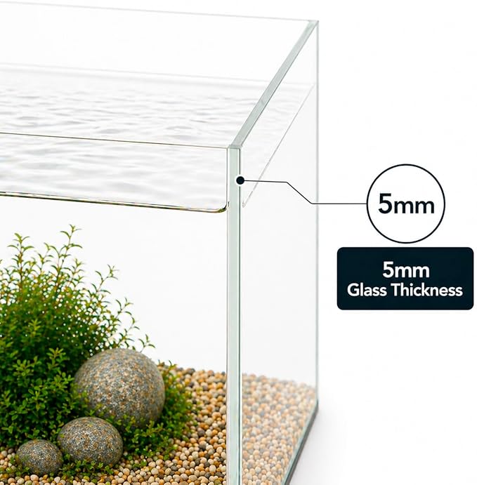 Aquatop High Clarity Low Iron Glass Cube Aquarium - Up to 11.3 Gallons - High-Grade German Silicone - Ideal for Salt and Freshwater Aquariums