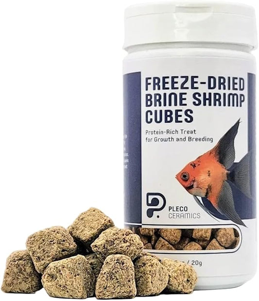 Plecoceramics Freeze-Dried Brine Shrimp Cubes Protein-Rich Fish Food for Tropical & Aquarium Fish – Conditioning Feed for Growth, Color Enhancement & Breeding (0.7 oz / 20 g)