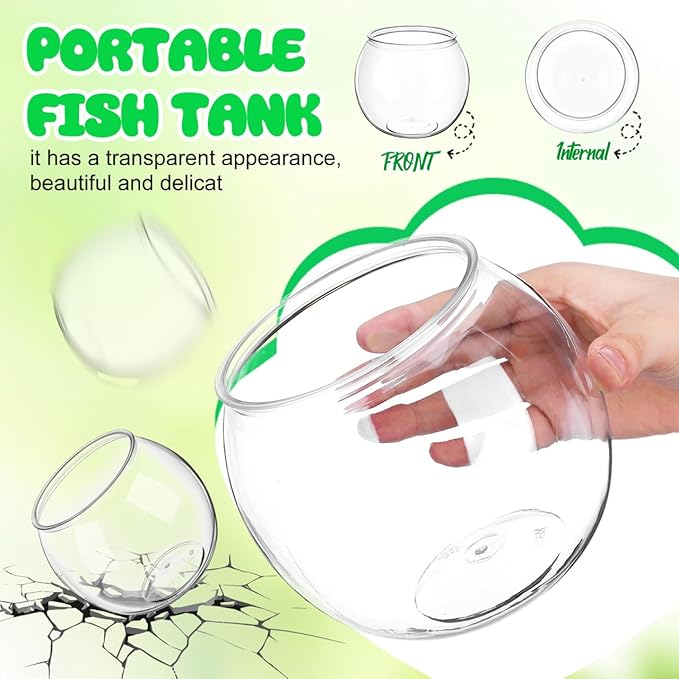 Lurrose Tabletop Fish Tank Plastic Fish Tank Globe Fbowl Clear Feeding Container