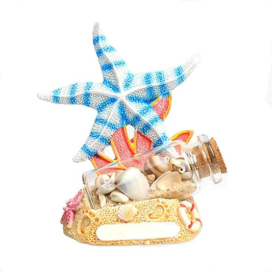 OMEM Aquarium Ornament Wishing Bottle Coral Rockery Aquarium Accessories Aquarium Landscaping Decoration (Starfish)