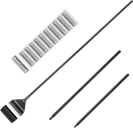 YOFOTHS 25.6inch Algae Scraper for Glass Aquariums Fish Tank Cleaner Tool with 10 Blades Aluminum Alloy Long Handle Tool-Less Installation