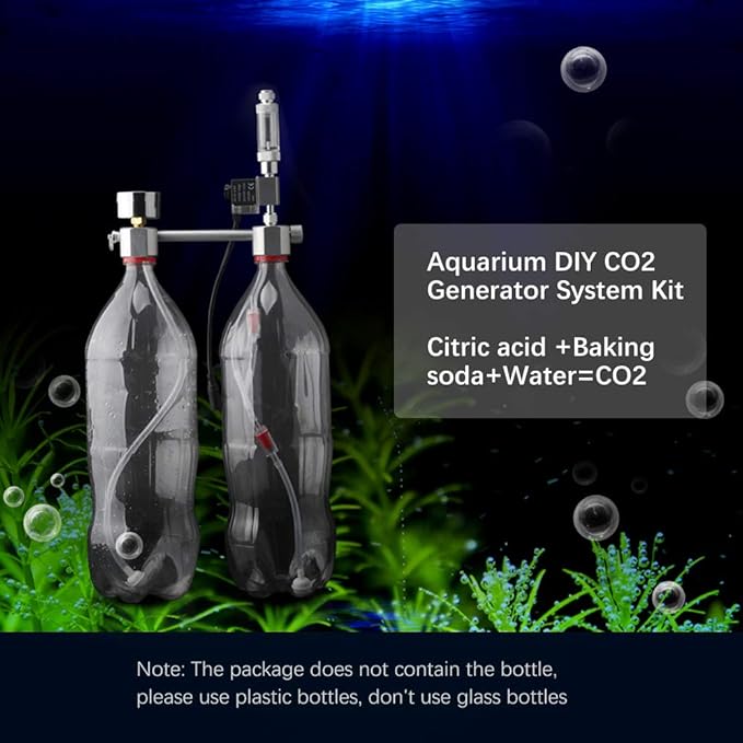 YUHOME Aquarium DIY CO2 Generator System Kit CO2 Generator System with Solenoid Valve Bubble Diffuser Carbon Dioxide Reactor Kit for Plants Aquarium, Silver
