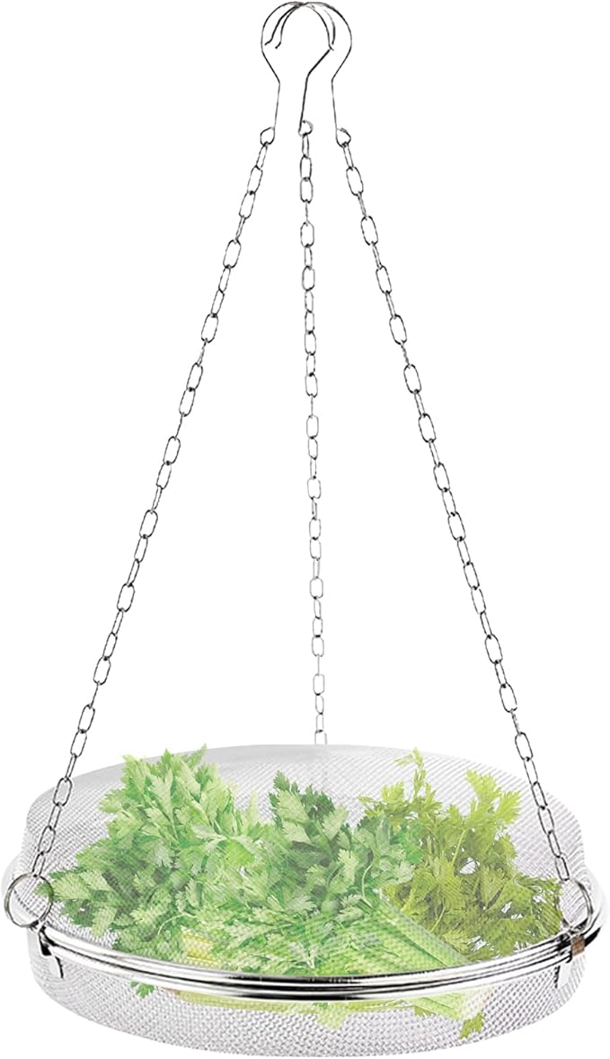 Hanging Fish Drying Net – Round Stainless Mesh Rack, Foldable Food Dehydrator | Multi Tier Dry Net Basket, Fly Resistant Hanging Racks for Herbs, Seafood, Spices, Fruits and Kitchen Gardens