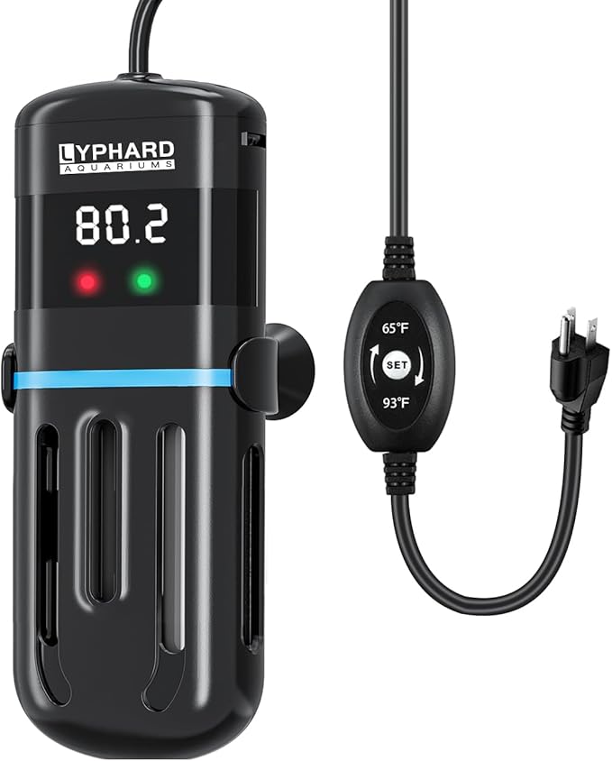 LYPHARD AQUARIUMS Electronic Aquarium Heater, 100W Small Fish Tank Heater, Adjustable Submersible Heater PID Temperature Control with LED Digital, Water Dry Automatic Shut Off for Fresh Seawater