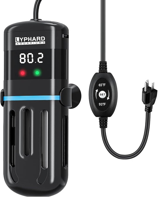 LYPHARD AQUARIUMS Electronic Aquarium Heater, 100W Small Fish Tank Heater, Adjustable Submersible Heater PID Temperature Control with LED Digital, Water Dry Automatic Shut Off for Fresh Seawater