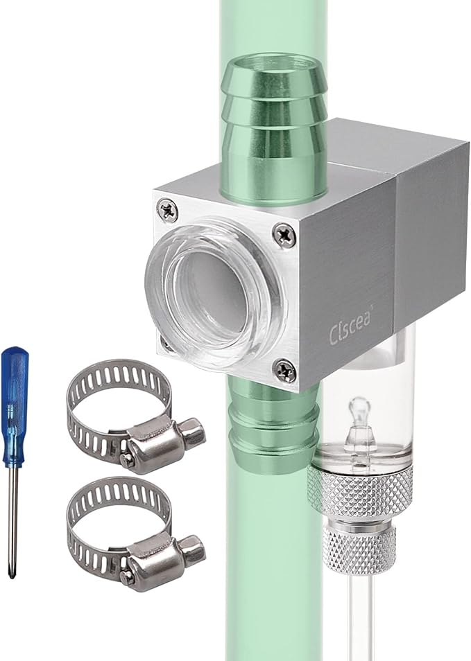 External Inline CO2 Diffuser Atomizer with Bubble Counter Aluminum Alloy for Planted Aquarium Canister Filter (DC400-L-16)