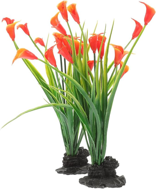 SEWACC 2Pcs Decorative Fake Aquarium Plants for Fish Tank Desktop Fish Tank Plant with Natural Look for Aquarium Landscape