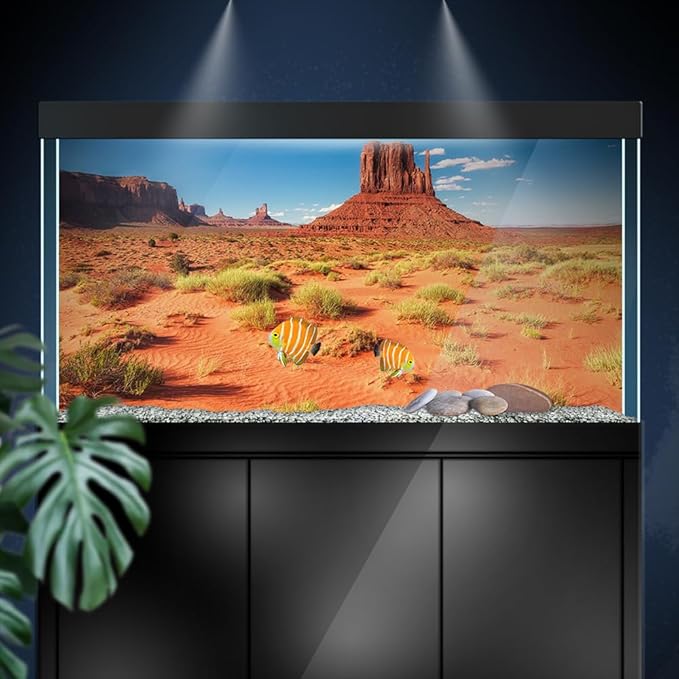 Aquarium Background Stickers - Desert Sand Landscape - Fish Tank Reptile Terrarium Decor Poster (80 x 40 cm / (31.4 x 15.7 inches))