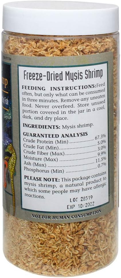 San Francisco Bay Brand Freeze-Dried Mysis Shrimp - Premium Fish Food for Live Fish, Shrimp Food, Tropical Fish Food - Ideal for Freshwater and Saltwater Fish, Cichlids, Angels - 1.8 oz (51g)