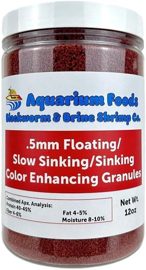 Color Enhancing 0.5mm Floating/Slow Sinking/Sinking Color Enhancing Micro Granules for All Small & Baby Discus, Cichlids, All Tropical Fish…12oz Lg Round Jar