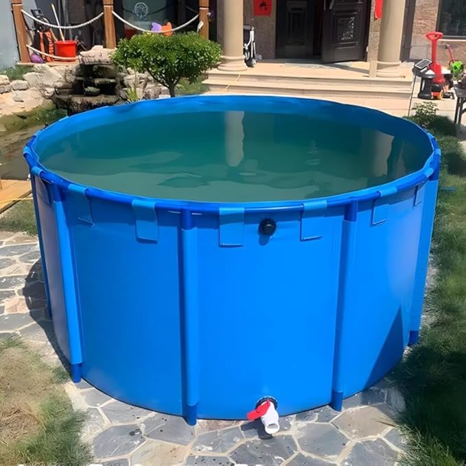 Large Collapsible Canvas Stock Tank Pond - Above Ground Fish Pond for Aquaponics, Koi, or Decorative Garden Water Feature