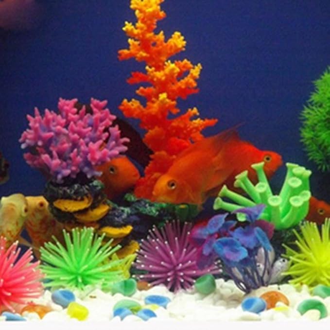 gootrades Pack of 6 Artificial Sea Anemone Coral Aquarium Fish Tank Ornament Plus Free Bio-Balls