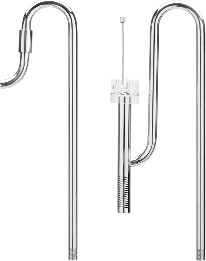 Aqua Worx Flux Stainless Steel Lily Pipe w/Skimmer Set - Inflow & Outflow Water Pipe w/Aquarium Surface Skimmer Freshwater Aquarium Supplies, Aquarium Water Tubing - 12/16MM (1/2 in) + Skimmer