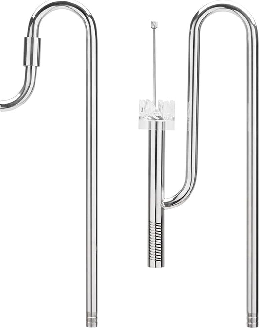 Aqua Worx Flux Stainless Steel Lily Pipe w/Skimmer Set - Inflow & Outflow Water Pipe w/Aquarium Surface Skimmer Freshwater Aquarium Supplies, Aquarium Water Tubing - 12/16MM (1/2 in) + Skimmer
