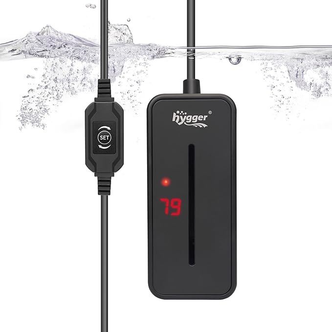hygger Small Submersible Aquarium Heater 50W Mini Betta Fish Tank Heater with LED Display Adjustable Temperature for 5-10 Gallon Freshwater Saltwater Coral Reef Tanks
