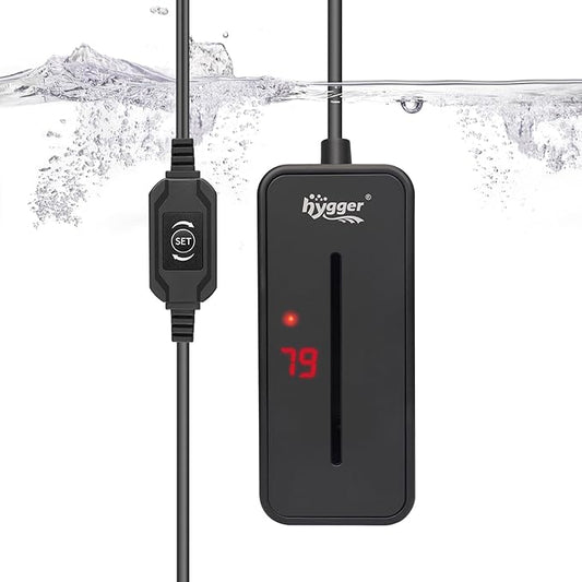hygger Small Submersible Aquarium Heater 50W Mini Betta Fish Tank Heater with LED Display Adjustable Temperature for 5-10 Gallon Freshwater Saltwater Coral Reef Tanks