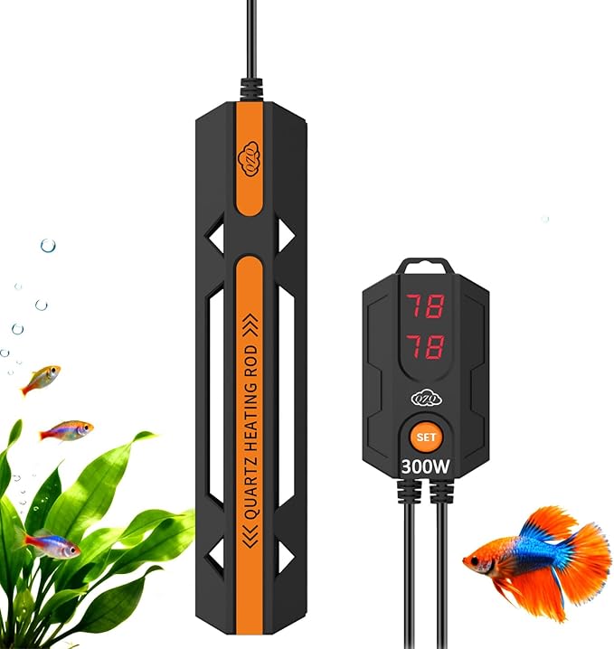 QZQ Aquarium Heater, 300W Fish Tank Heater with Temperature Controller, Leaving Water Automatically Stop Heating, Overheating Protection, Turtle Tank Heater for Freshwater & Saltwater