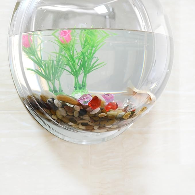 YUHOME Home Decoration Wall Mount Fish Tanks Goldfish Bowl Acrylic Hanging Aquariums Flowerpot Flower Vase, 150mm diameter & type 1